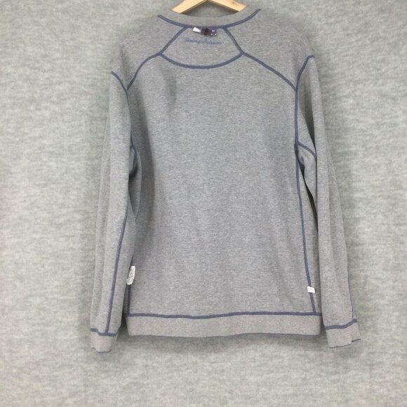 Tommy Bahama Mens Sweater Reversible Blue Large Pullover Knit Grey Flip Side - Picture 5 of 11